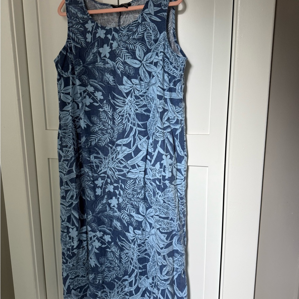 Tropical print linen blend maxi dress - vintage